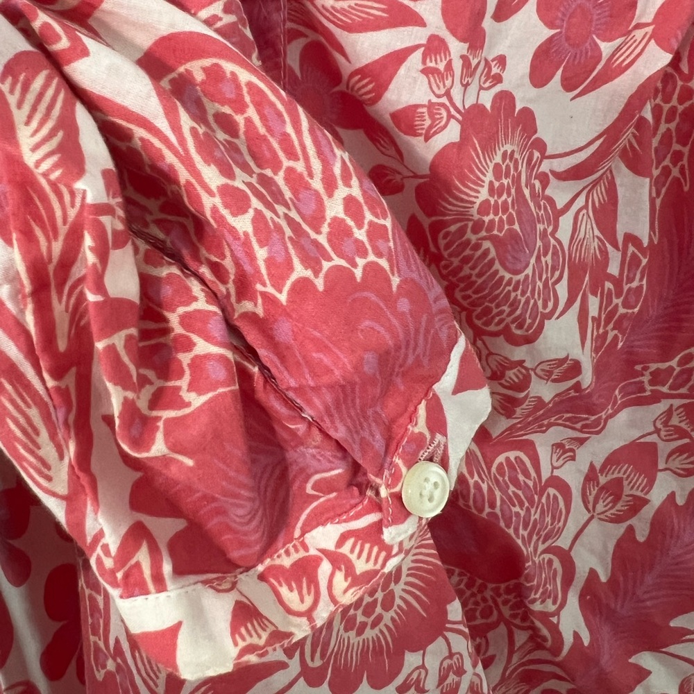 NWOT J. Crew Pink Floral Blouse with Blue Embroidery Detail Sz L - Picture 7 of 10